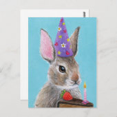 Cute bunny konbit met chocoladetaart verjaardag briefkaart (Voorkant / Achterkant)