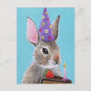 Cute bunny konbit met chocoladetaart verjaardag briefkaart