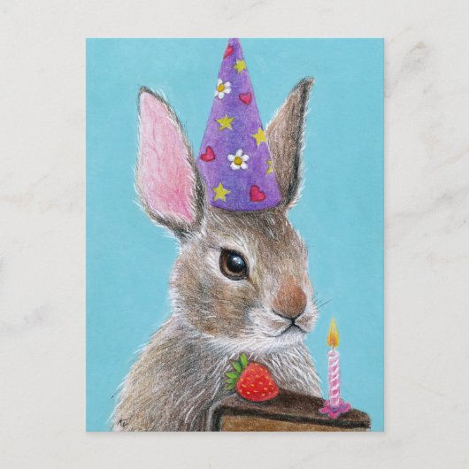 Cute bunny konbit met chocoladetaart verjaardag briefkaart (Voorkant)