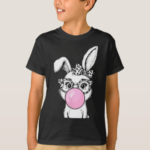 Cute Bunny Konijn Gezicht Luipaard Boog Sungles Pa T-shirt