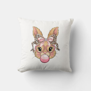 Cute Bunny Konijn Gezicht Luipaard Bril Meisje Gel Kussen