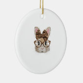 Cute Bunny Konijn Gezicht Luipaard Coquette Bril Keramisch Ornament (Rechts)