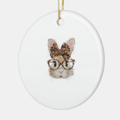 Cute Bunny Konijn Gezicht Luipaard Coquette Bril Keramisch Ornament (Links)
