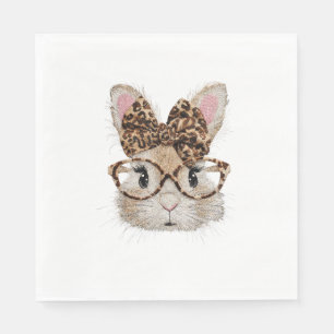 Cute Bunny Konijn Gezicht Luipaard Coquette Bril Servet