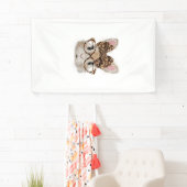 Cute Bunny Konijn Gezicht Luipaard Coquette Bril Spandoek (Insitu)