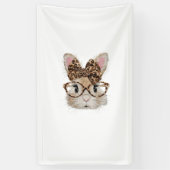 Cute Bunny Konijn Gezicht Luipaard Coquette Bril Spandoek (Verticaal)