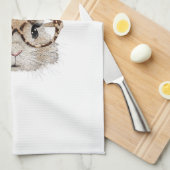 Cute Bunny Konijn Gezicht Luipaard Coquette Bril Theedoek (Quarter Fold)