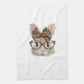 Cute Bunny Konijn Gezicht Luipaard Coquette Bril Theedoek (Verticaal)