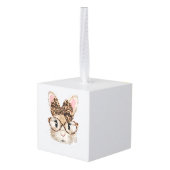 Cute Bunny Konijn Gezicht Luipaard Coquette Strik Decoratie (Achter hoekig)