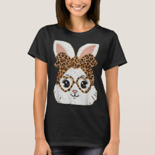 Cute Bunny Konijn Gezicht Luipaard Gles Meisje Bli T-shirt