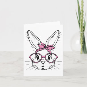 Cute Bunny Konijn Gezicht Met Bandana Hart Gles Ea Kaart