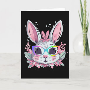 Cute Bunny Konijn Gezicht Tie Dye Gles Meisje Gelu Kaart