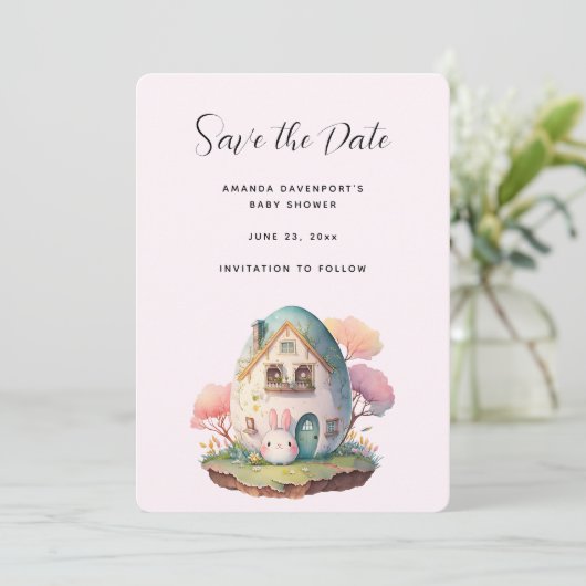 Cute Bunny Konijn Japanse Kawaii Stijl Save The Date (Staand voorkant)