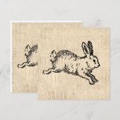 Cute Bunny Konijn Vintage Illustratie Script Art Feestdagenkaart (Voorkant / Achterkant)