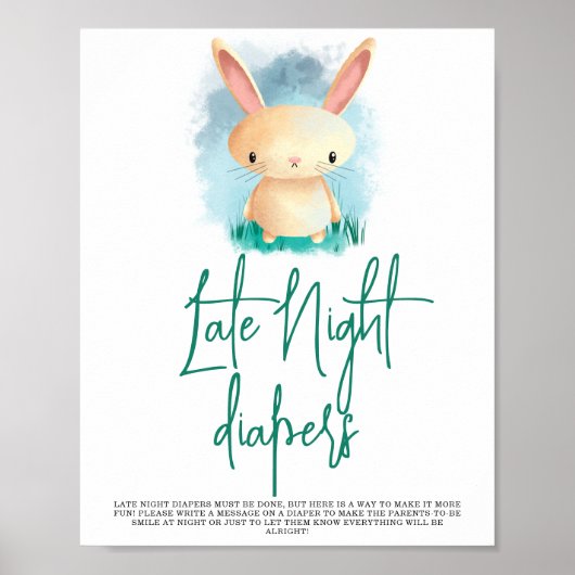 Cute Bunny - Late Night Dapers Poster (Voorkant)