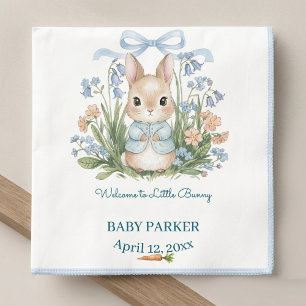 Cute Bunny Lente Bloemen Personalized Baby Borrel Servet