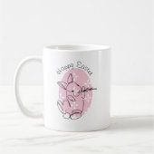 Cute Bunny Line Art Pink Egg Spring Koffiemok (Links)