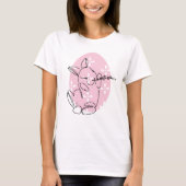 Cute Bunny Line Art Pink Egg Spring T-shirt (Voorkant)