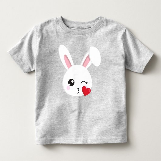 Cute Bunny, Little Bunny, White Bunny, Heart, Kiss Kinder Shirts (Voorkant)