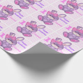 Cute Bunny Little Girls Pink & Lavender Name Age Cadeaupapier (Hoek)