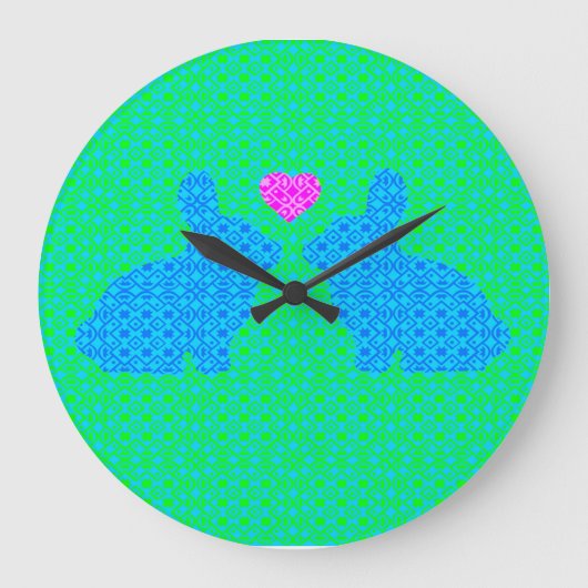 Cute Bunny Love Grote Klok (Voorkant)