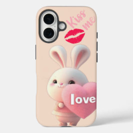 “Cute Bunny Love – Kiss Me  iPhone 16 Hoesje