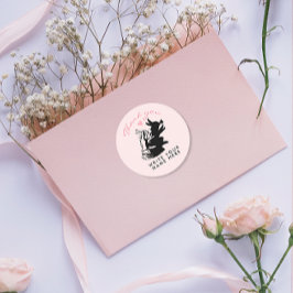 Cute Bunny Love Pastel Roze met zwarte schaduw Ronde Sticker