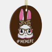 Cute Bunny Ma Life Leopard Messy Bun Glasses Keramisch Ornament (Rechts)