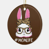 Cute Bunny Ma Life Leopard Messy Bun Glasses Keramisch Ornament (Links)