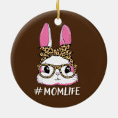 Cute Bunny Ma Life Leopard Messy Bun Glasses Keramisch Ornament (Achterkant)