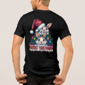 Cute Bunny Merry Christmas – Holiday Rabbit Tri-Blend Shirt (Achterkant)