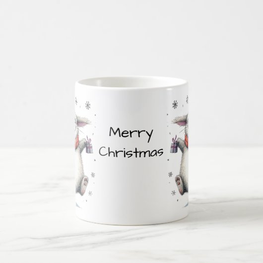 Cute Bunny Merry Kerstmis Koffiemok (Center)