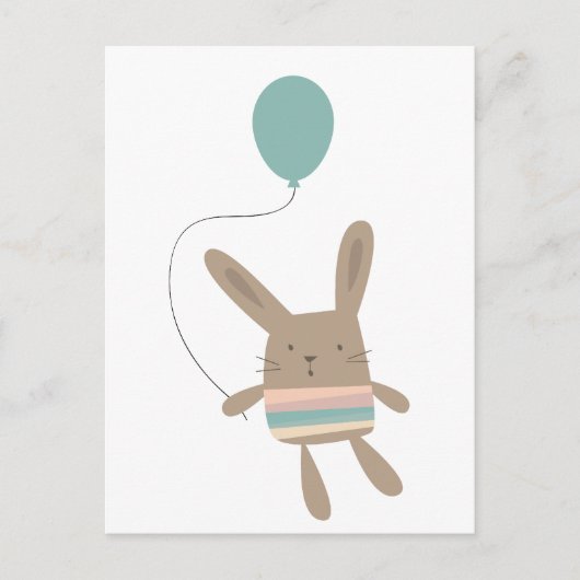 Cute Bunny met ballon Briefkaart (Voorkant)