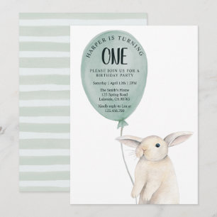 Cute Bunny met Balloon Birthday Kaart