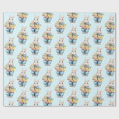 Cute Bunny met Birthday Gifts Wrapping Paper Cadeaupapier (Vlak)