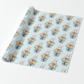 Cute Bunny met Birthday Gifts Wrapping Paper Cadeaupapier (Uitgerold)