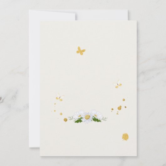 Cute Bunny met een Daisy | Uitnodiging tot Baby sh (Achterkant)