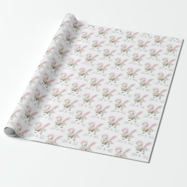 Cute Bunny met Flowers Cadeaupapier