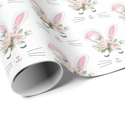 Cute Bunny met Flowers Cadeaupapier (Rol Hoek)