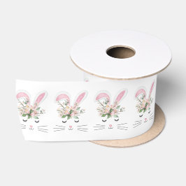 Cute Bunny met Flowers Satijnen Lint