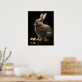 Cute Bunny met Golden Easter Wall Art Poster (Keuken)