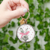 Cute Bunny met Roze Bow Sleutelhanger (Hand)