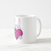 Cute Bunny met roze Valentijnsdag Heart Koffiemok (Voorkant rechts)