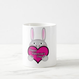 Cute Bunny met roze Valentijnsdag Heart Koffiemok