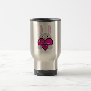 Cute Bunny met roze Valentijnsdag Heart Reisbeker