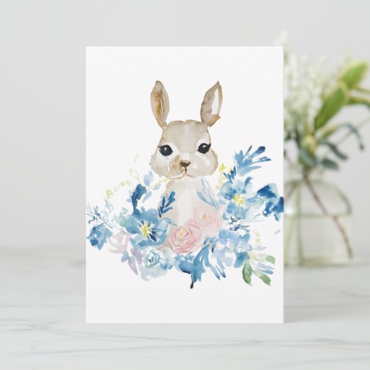 Cute Bunny met waterverf bloemen (Staand voorkant)