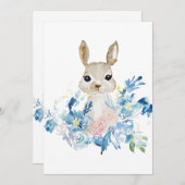 Cute Bunny met waterverf bloemen (Voorkant / Achterkant)