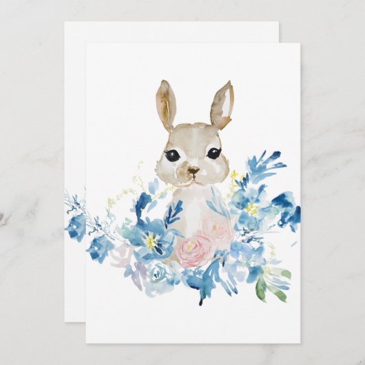 Cute Bunny met waterverf bloemen (Voorkant / Achterkant)