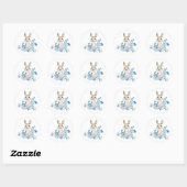 Cute Bunny met waterverf bloemen Ronde Sticker (Vel)