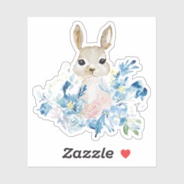 Cute Bunny met waterverf bloemen Sticker
